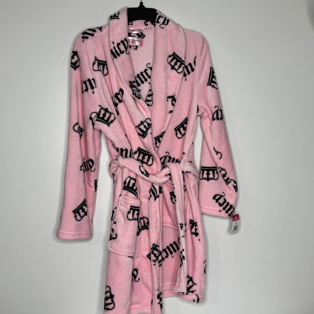 Juicy Couture Bathrobe Robe Crown Pink Sleepwear Women S/M or L/XL